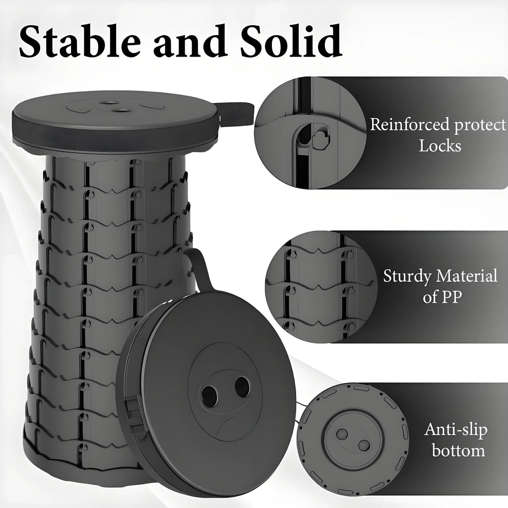 Portable Folding Stool Capacity Compact Camping Seat | Lightweight for Fishing Hiking Outdoor Events Subway Bus Commuting