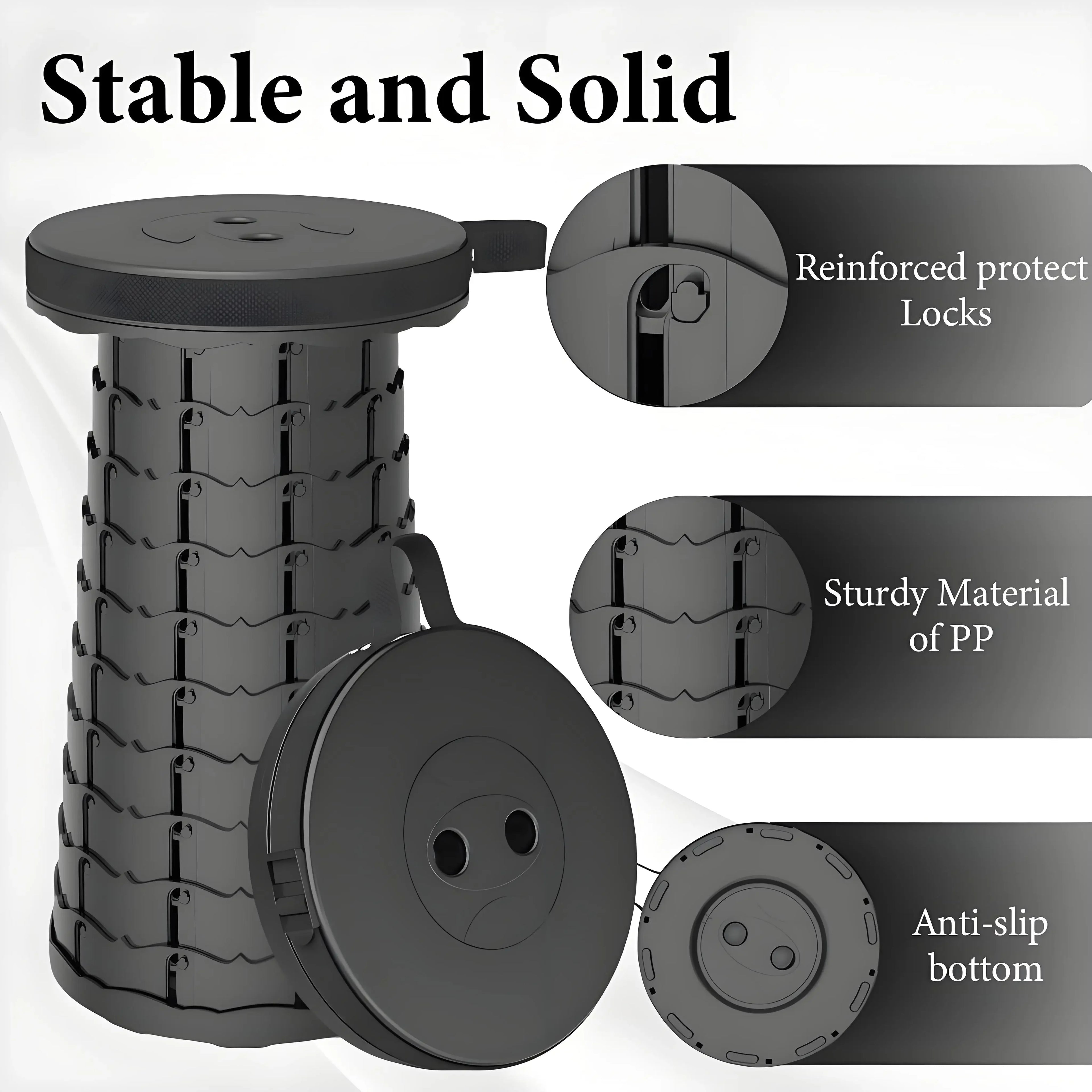 Portable Folding Stool Capacity Compact Camping Seat | Lightweight for Fishing Hiking Outdoor Events Subway Bus Commuting