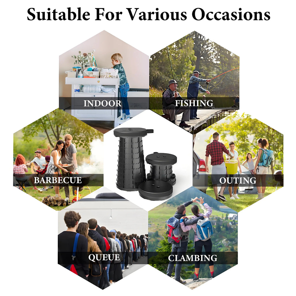 Portable Folding Stool Capacity Compact Camping Seat | Lightweight for Fishing Hiking Outdoor Events Subway Bus Commuting